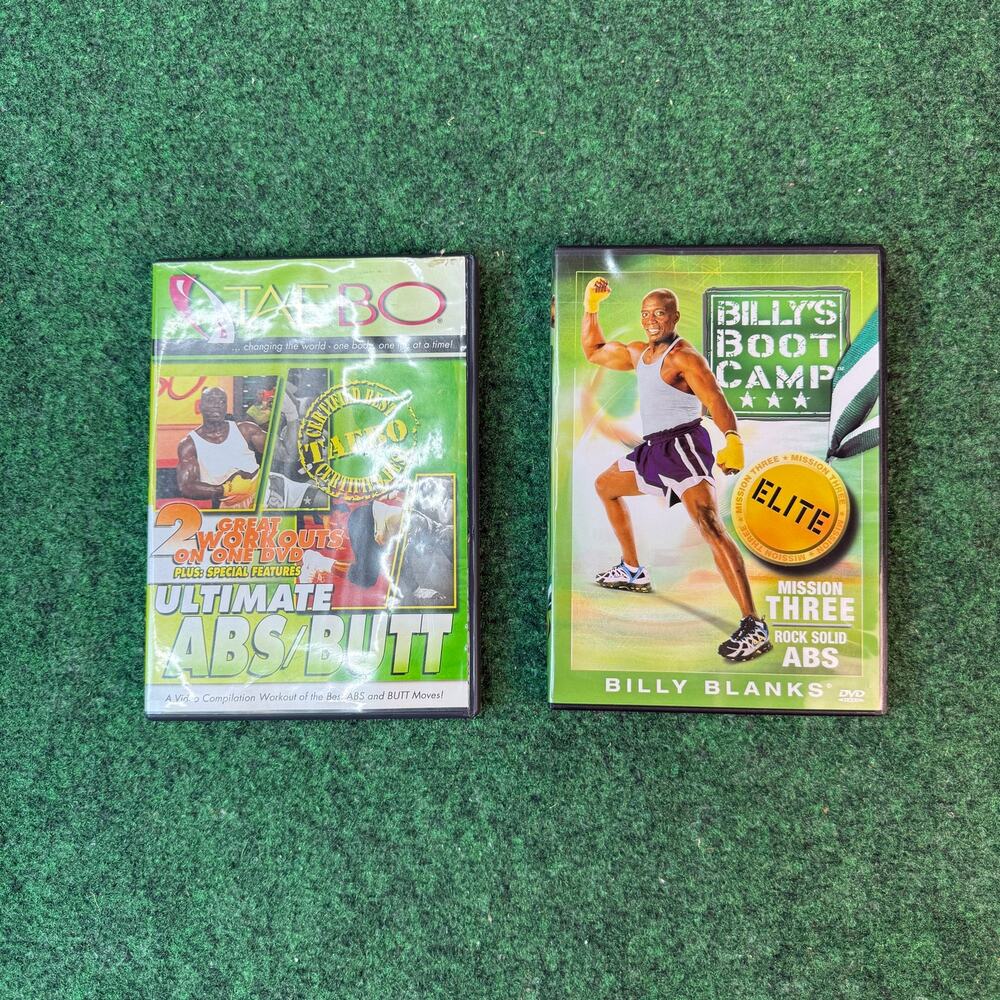 Billy Blanks Tae Bo Workout DVD Lot of 2 Ultimate Abs Butt Boot Camp Elite Abs